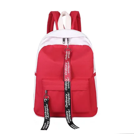 

2018 New Women Backpack School Bag Female Fashion Canvas Color Ribbon Satchel Fresh All-match Backpack for Middle School Sdudent