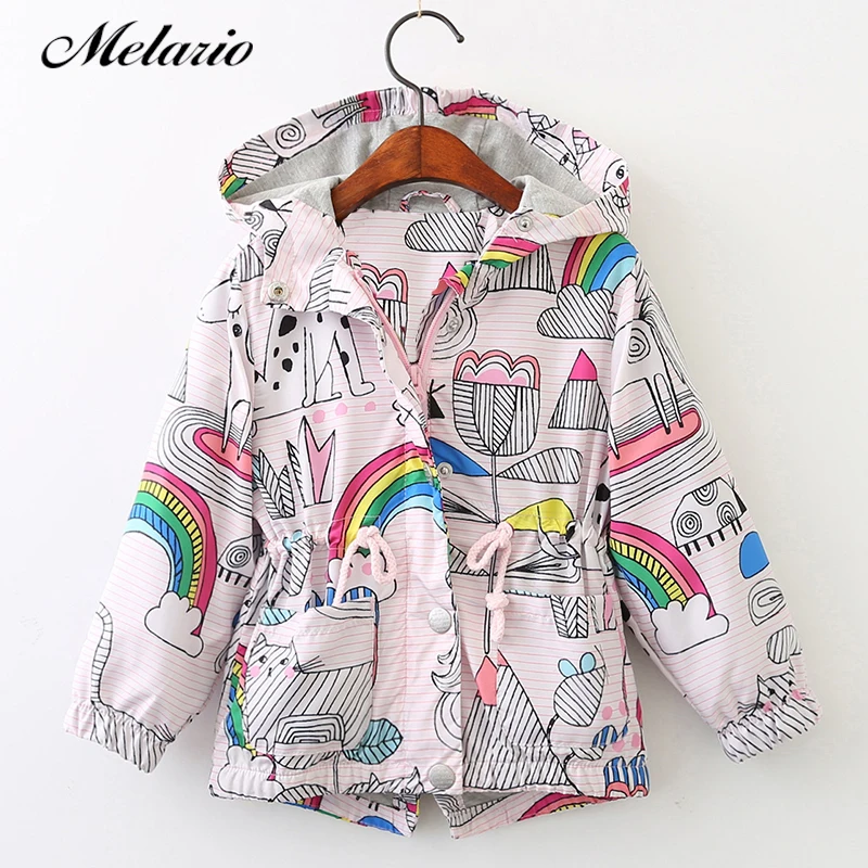 

Melario Girls Coats and Jackets 2019 Spring Fashion Children Outerwear Jackets for Girls Clothes Cartoon Hooded Girls Jackets