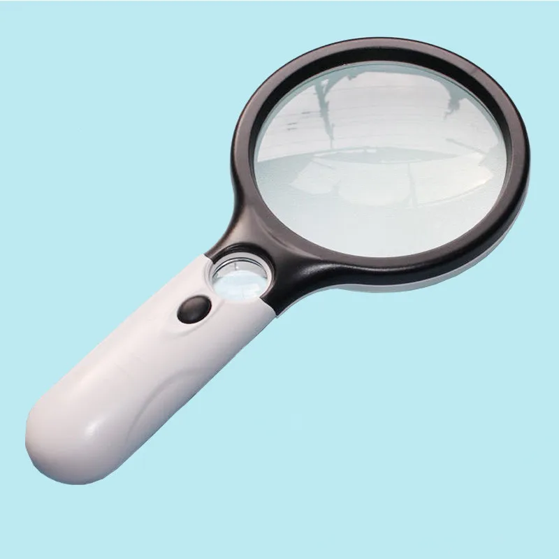 Round Glass Magnifier 10X Handheld With LED Light Reading Magnifiers
