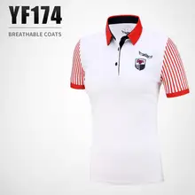 PGM одежда для гольфа Женская футболка для гольфа Летняя женская спортивная одежда с короткими рукавами дышащая быстросохнущая красная полосатая спортивная рубашка