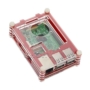 

For Raspberry Pi 3B Plus Shell Case 9-Layer Acrylic Material Box Red/Black
