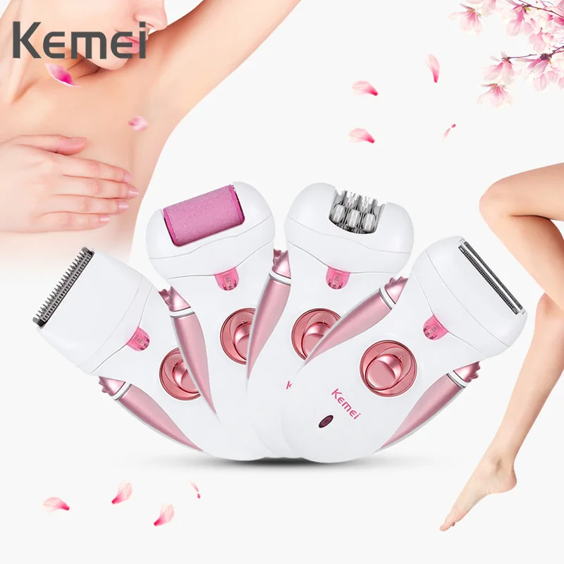 

4 in 1 Rechargeable Electric Female Epilator for Underarm Bikini Hair Remover Women Facial Hair Razor Lady Shaver KM-2530
