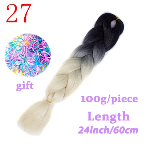 LISI волосы 24 дюйм плетение волос для наращивания Jumbo вязание крючком косы синтетические волосы стиль 100 г/шт. чистый блонд розовый зеленый - Цвет: T1B/27