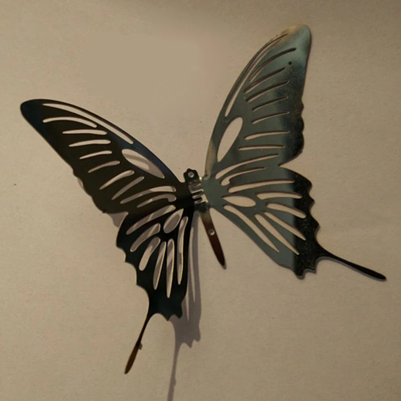 

10pcs/Set 3D Metal Butterfly Wall Sticker Sliver Mirror Hanging Butterflies Wall Sticker Decal for Home Wall Bedroom Door Decor