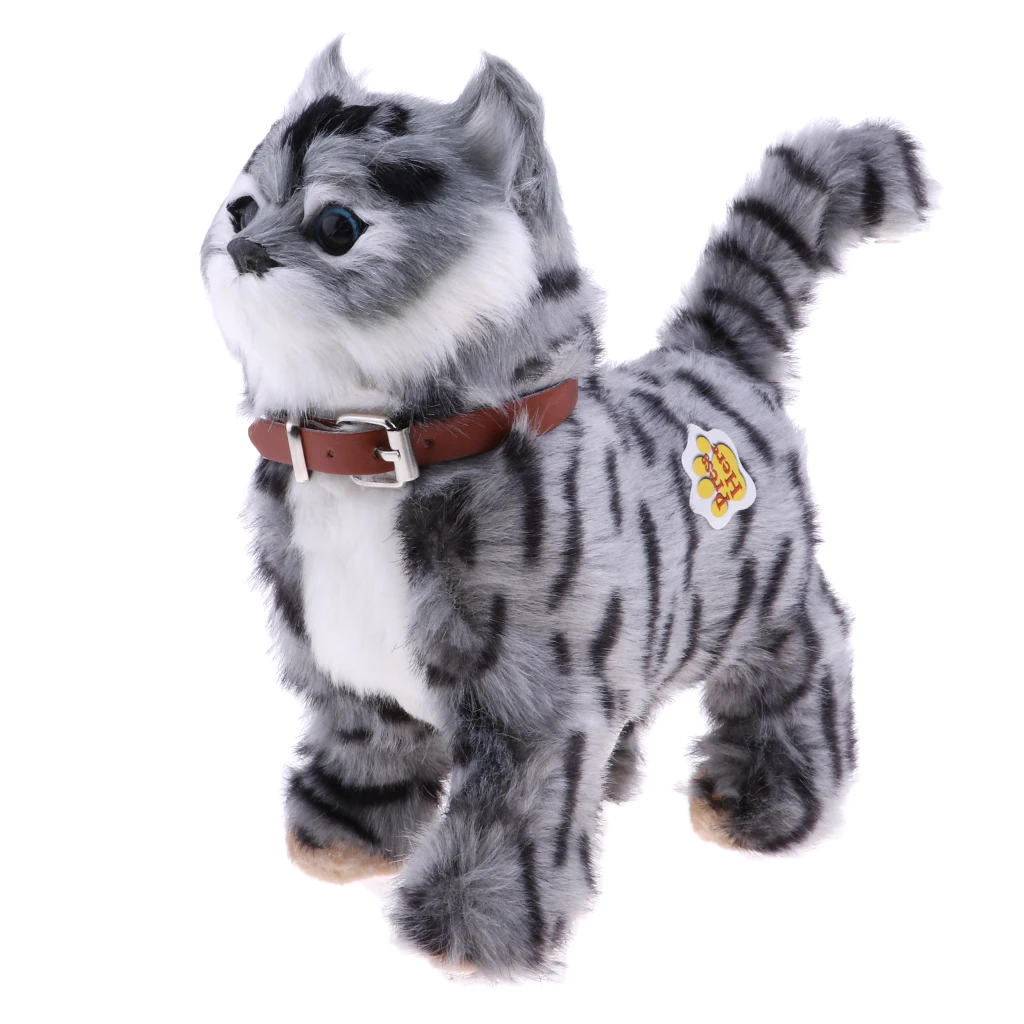 Electronic Plush Cat Toys Stuffed Toys Walking Cat Meow Toys Kids Children Animal Toy Birthday Gift Home Office Decoration