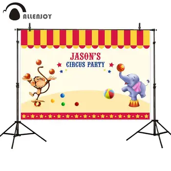 

Allenjoy photograph backdrop birthday circus baby children monkey elephant custom Photographic background Photo background