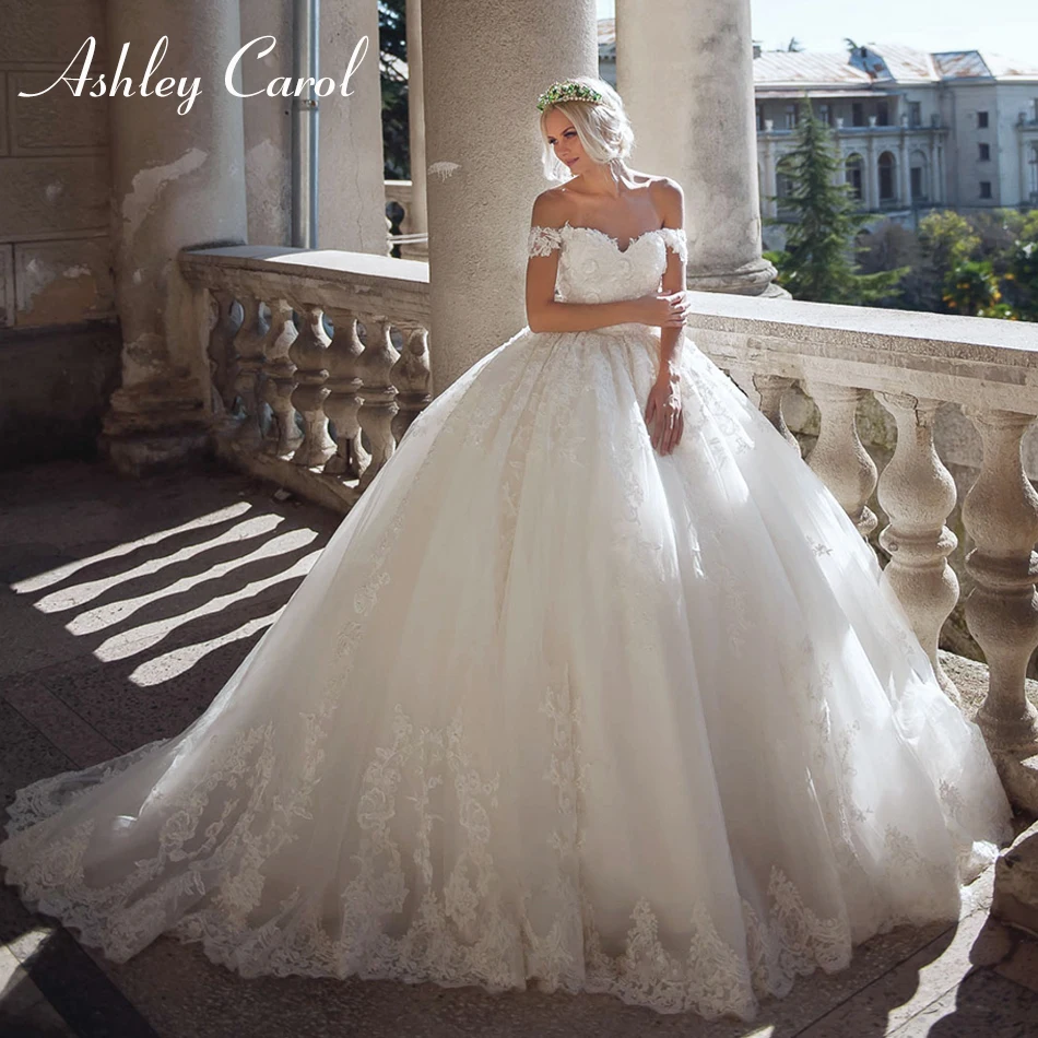 

Ashley Carol Sexy Sweetheart Luxury Beaded Ball Gown Wedding Dress 2019 Elegant Cap Sleeve Bride Dresses Princess Wedding Gowns