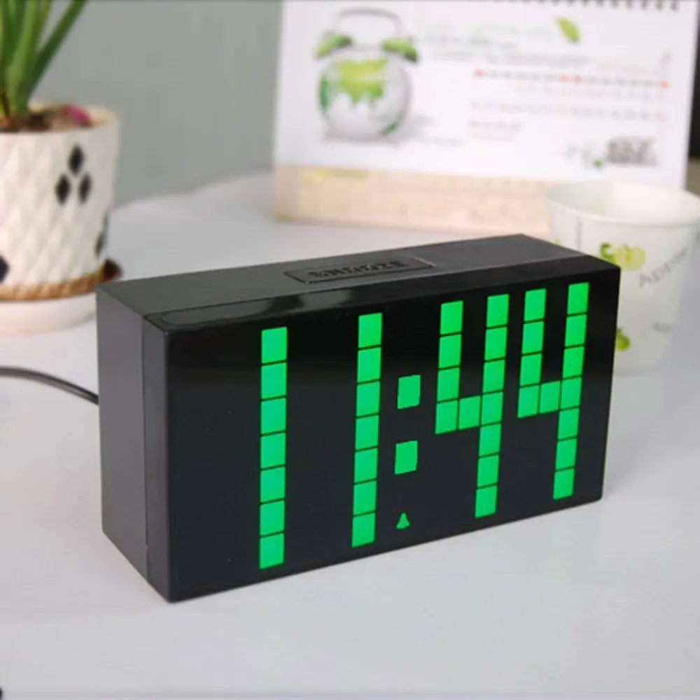 Большие цифры Led Будильник черные прочные настенные часы с календарем и