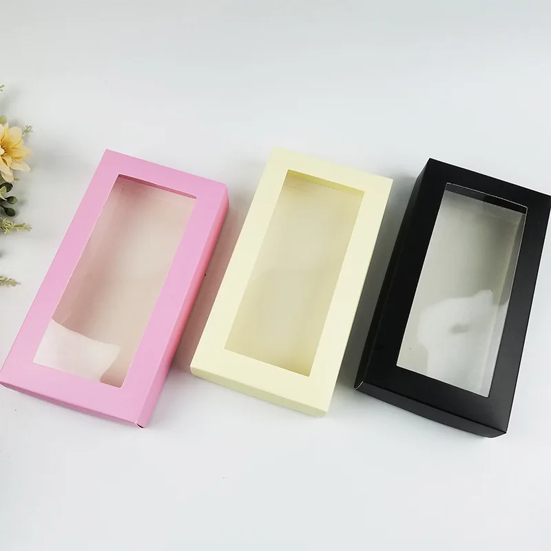 

6pcs With Clear Window Gift Bags Box Wedding Chocolate Candy Box Cake Paper Packaging Box Rectangle Favor Box Biscuit Clothes