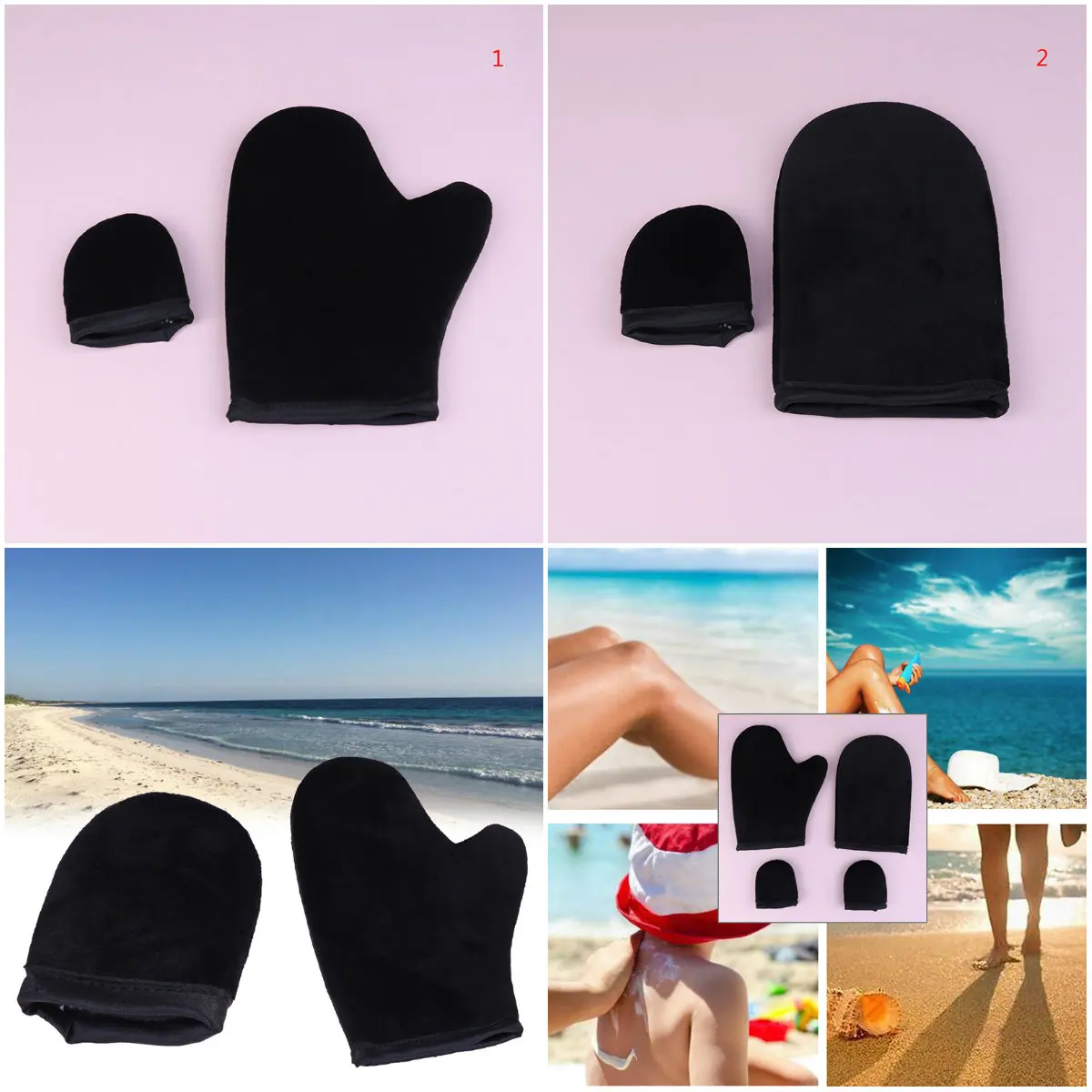 Buy 2pcs Black Reusable Tan Glove Applicator Tanning