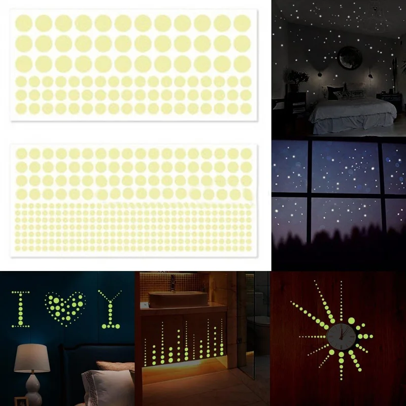 400pcs Glow In The Dark Star Round Dot Wall Stickers Luminous Home Kids Room Decor Cartoon DIY Switch Sticker Wall Stickers