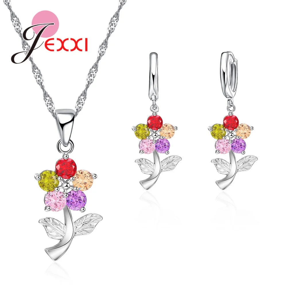 

JEXXI New Arrival Mixed CZ Zircon Bridal Wedding Jewelry Set For Women Fine 925 Silver Anniversary Engagement Jewellery Sets