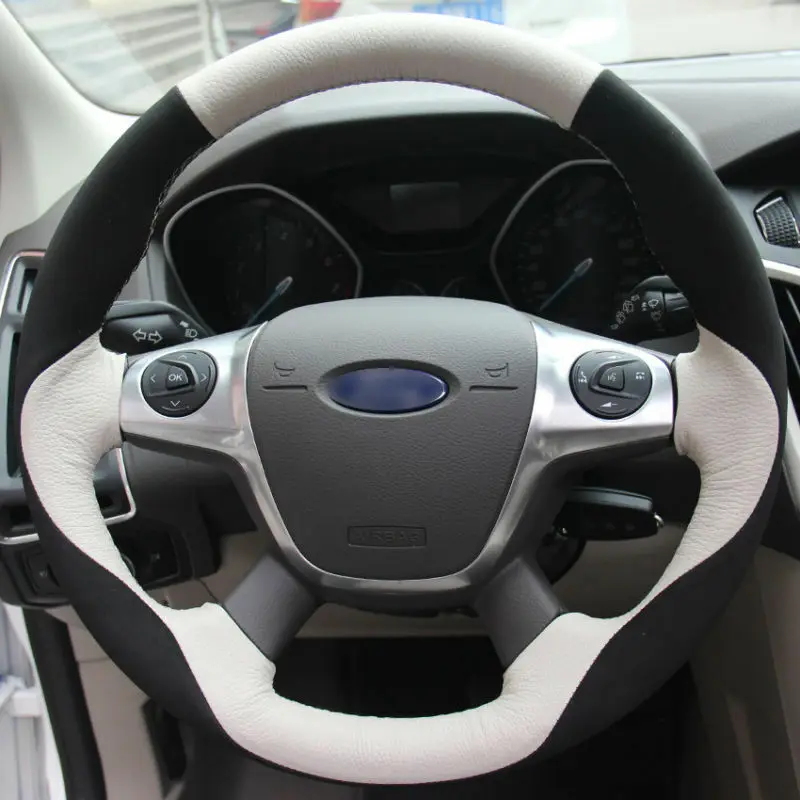 Топ Кожаный руль ручной стежки на обертывание чехол для Ford Focus 3 2012- KUGA Escape 13-16