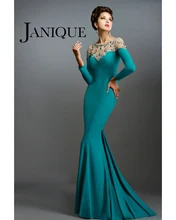 Elegant Muslim Evening Dresses Dark Green Mermaid Long Sleeves Beading Abaya In Dubai Kaftan Islamic Prom Dresses Evening Gown