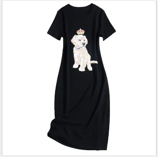 Femelle Outwear 2018 Femmes D'été Manches Courtes Slim O Section Fit Robe Broderie À Casual cou Nouvelle Longue Mode vvx5rnwPgH