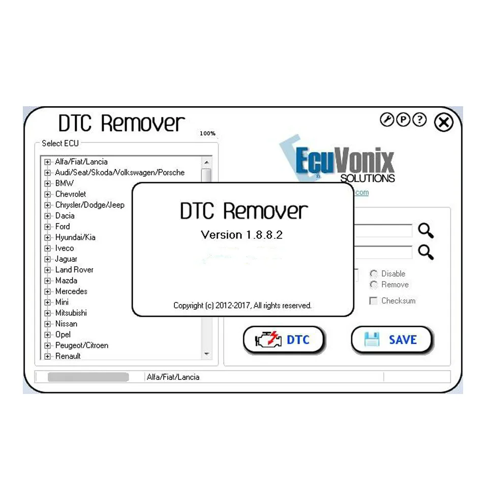 DTCRemover Remove or Disable DTCs in Different ECUs ECU Progammmer Software For Alfa Audi BMW Chevrolet Chrysler Ford LandRover