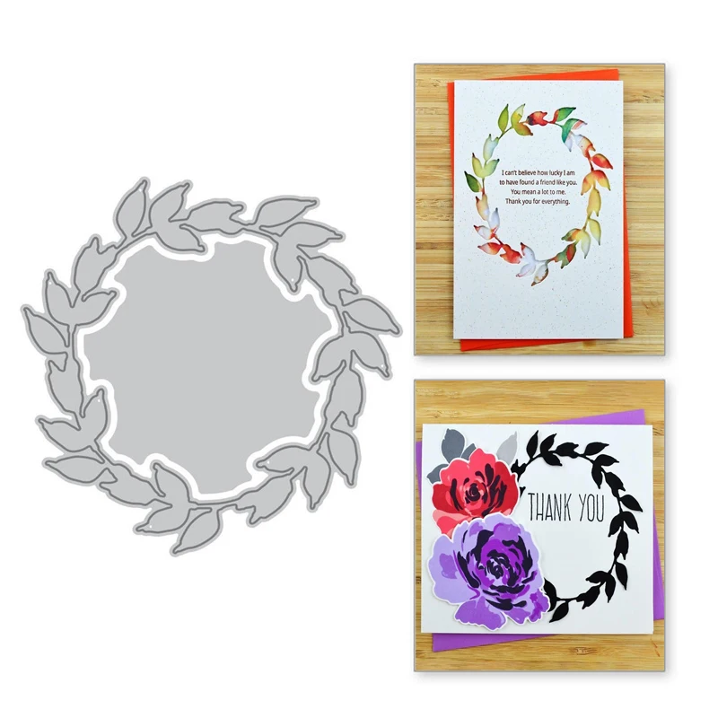

Naifumodo Leafy Wreath Metal Cutting Dies Leaves Plant for Scrapbooking For Making Cards Decorative Embossing DIY Crafts Stencil