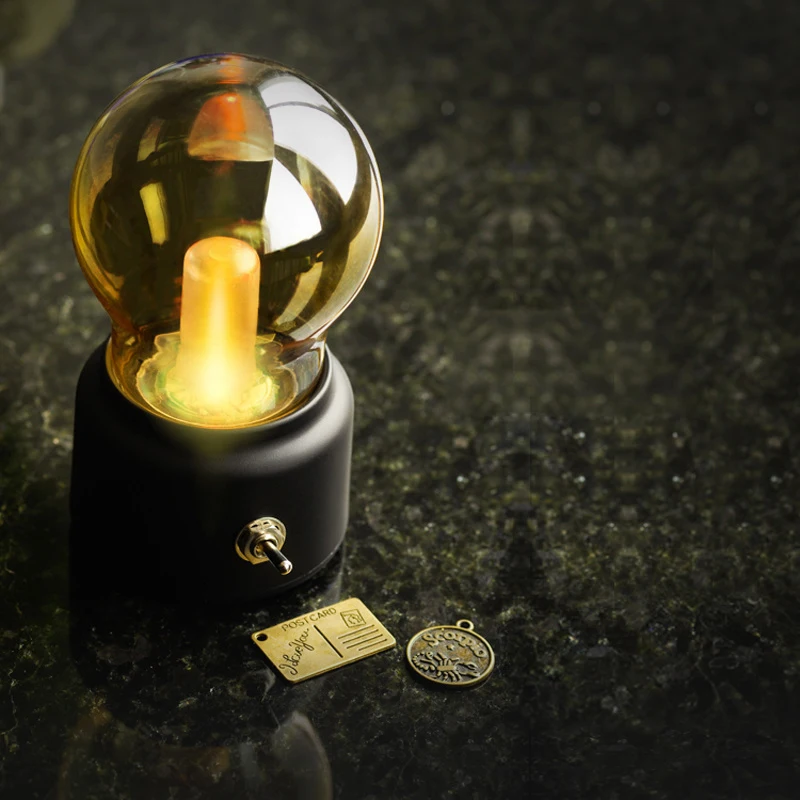 

Vintage Bulb Night Light Retro USB Lamp Rechargeable luminaria Nightlight LED energy-saving Portable Mini Bedside Lamp