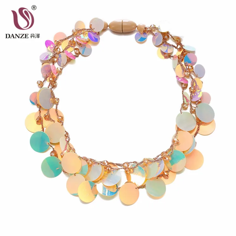 

DANZE 3 Color Glitter Chunky Statement Chokers Necklaces for Women Fashion Flower Sequin Big Colar Dropshipping Wedding Bijoux
