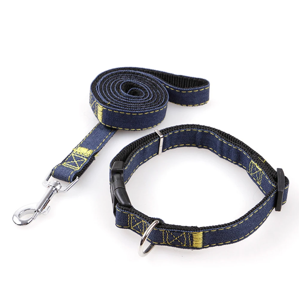 Small/Medium/Large Dogs Denim Pet Leash Belt Traction Rope 2pcs/Set Dog