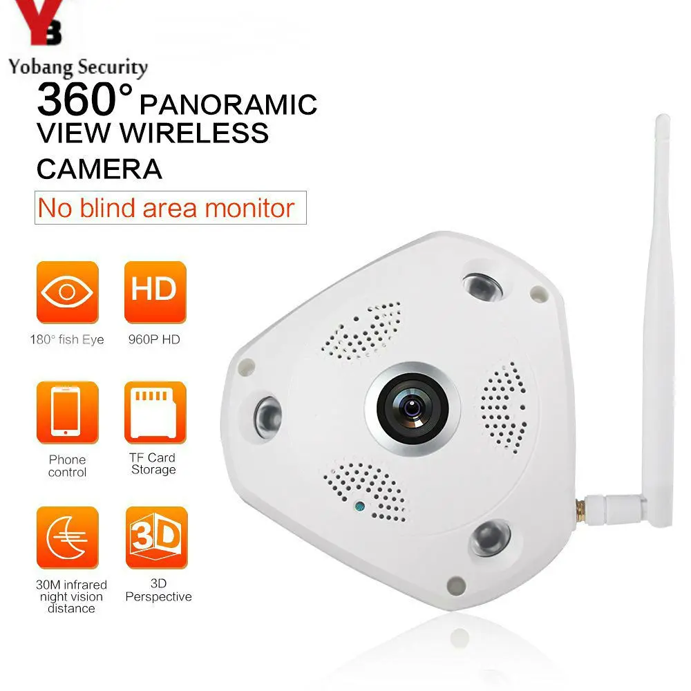 

YobangSecurity 360Degree 960P Panoramic Wireless Ip Camera System Fisheye Monitoring System 1.3MP Surveillance VR Wifi IP Camera