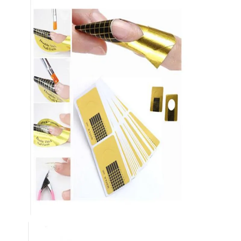 Meicailin 500 шт золотые советы для дизайна ногтей удлинительная наклейка локон формы руководство u-образный акриловый для УФ-гель для ногтей DIY инструменты для ногтей