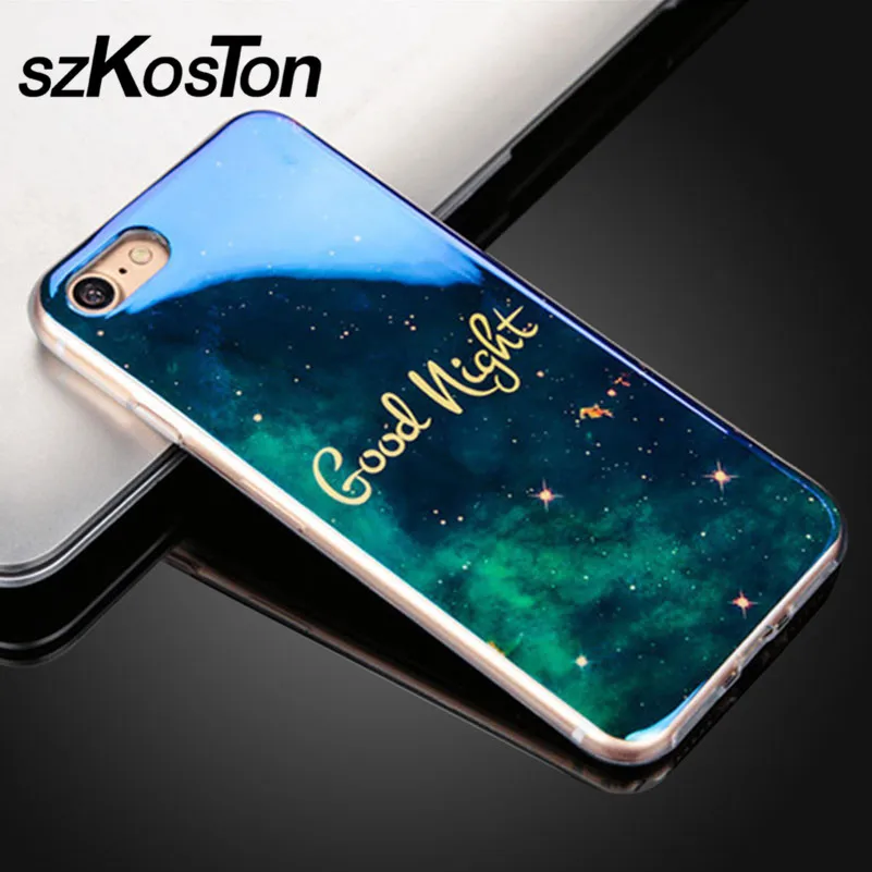 3D чехол мягкий TPU для iPhone 5 6 6s 7 Plus милый синий свет силиконовый задний Чехол ультра