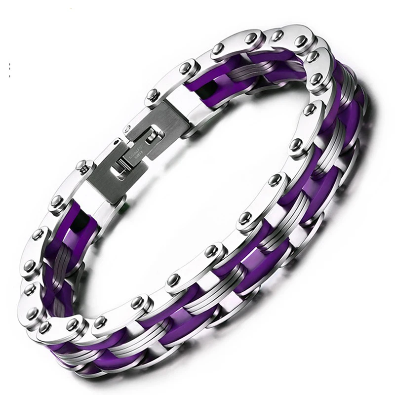 

Hot Sale Men Motor Bike Chain Bracelet Green Silver Motorcyle Chain Bracelets Huge Heavy Biker Bangle Stainless Steel Jewelry