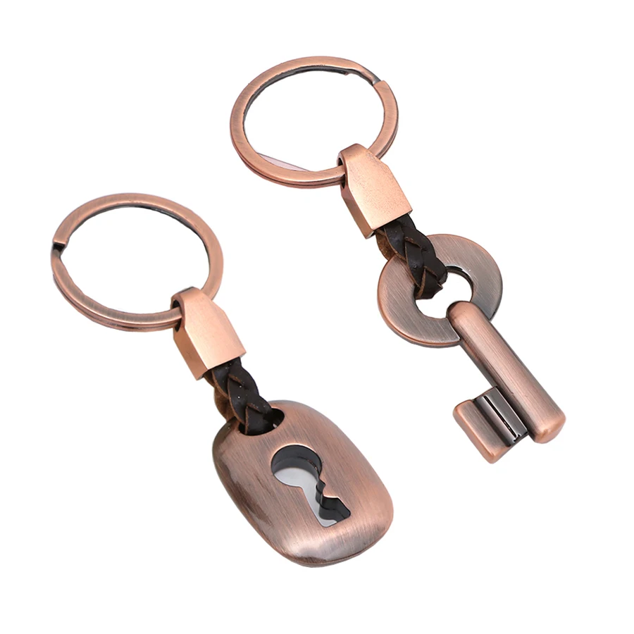 

Zinc Alloy Couples Lock Key Key Chain Ring Holder Metal Car Keyring llavero Charms Bag Keyfobs Creative Jewelry Lovers Gift J065