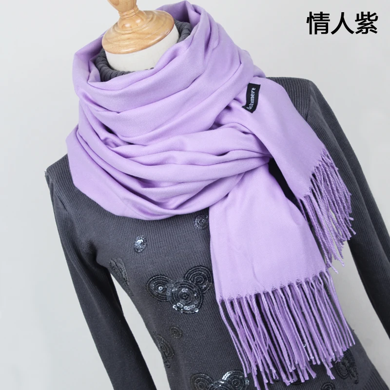 YR001 Purple Женские однотонные кашемировые шарфы с кисточками, женский зимний толстый теплый шарф, высокое качество, Женская шаль, горячая распродажа, YR001 - Цвет: YR001 Purple