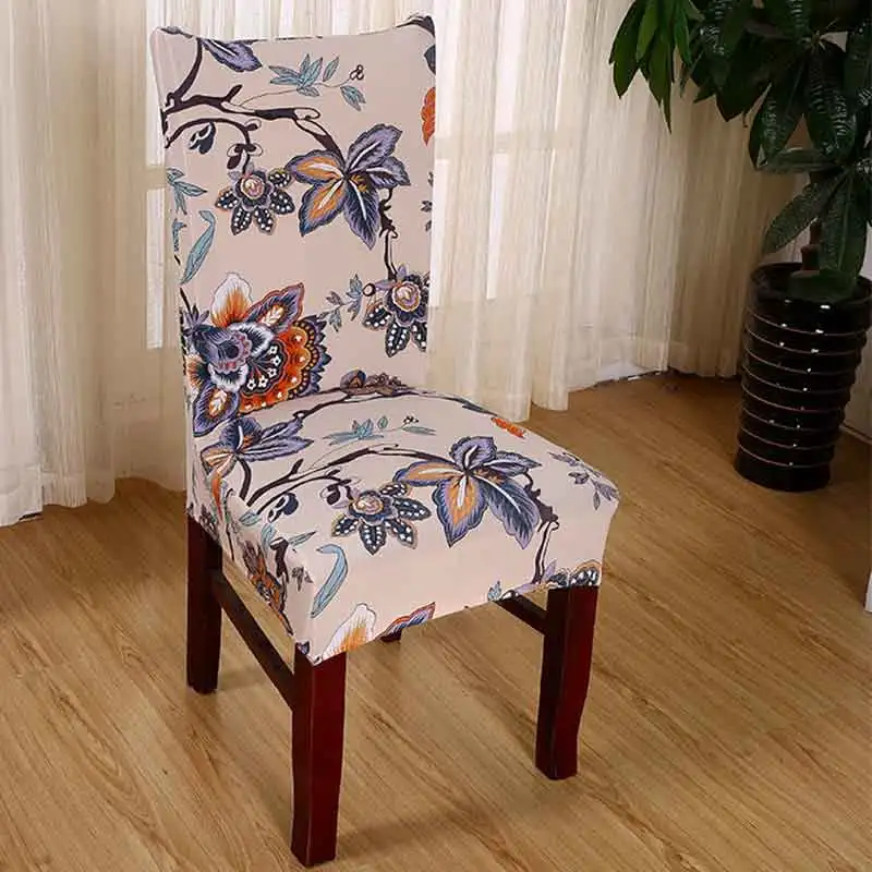 

Spandex Elastic Printed Dining Chair for Kitchen Slipcover Modern Removable Anti-dirty Seat Case Stretch Chair Cover for Banquet