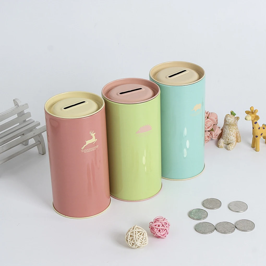 

Metal Cartoon Animal Print Saving Bank Money Box Tin Pot Metal Coin Storage Piggy Bank Randomly