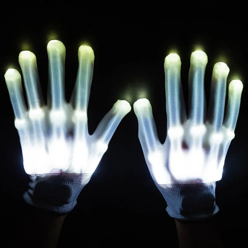 Светодиодные перчатки мигает палец светящиеся перчатки на Рождество танцы KTV бар вечерние Fun Dropshipping файл CSV принять - Цвет: Белый