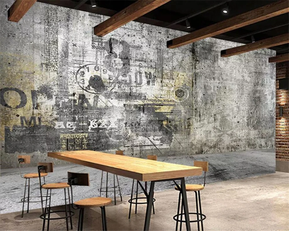 

beibehang Custom wallpaper 3d photo mural industrial wind retro vintage cement letter TV wall background painting 3d wallpaper