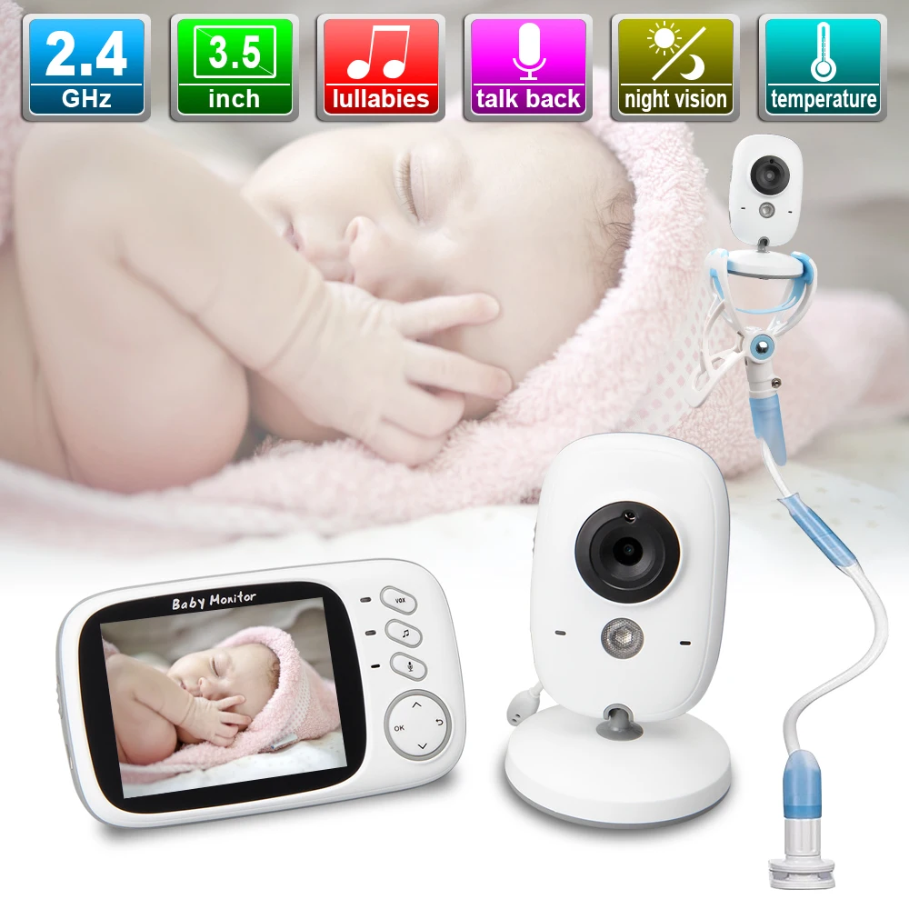 

3.2 inch Wireless Video Baby Monitor Baby Nanny Security Camera Night Vision Temperature Monitoring Walkie Talkie Babysitter