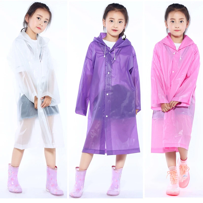 Rain Resistant Poncho with Hoods and Sleeves for Travel /& Outdoors Reusable and Transparent Waterproof Portable Raincoat EVA Reusable