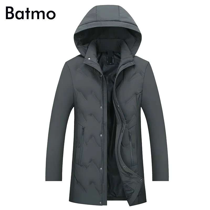 BATMO Новое поступление, зимние теплые куртки с капюшоном высокого качества для мужчин, мужская шапка, съемное пальто, большие размеры 187