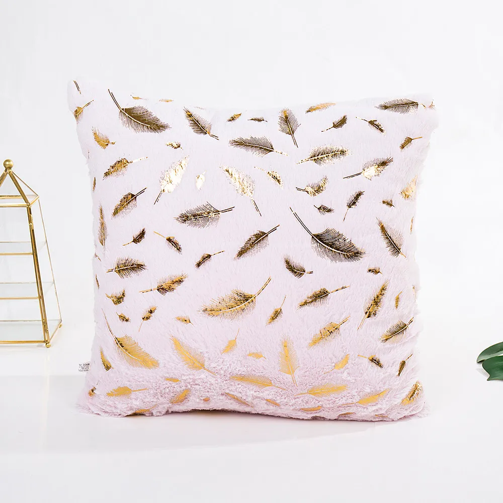Pillowcase1 pc наволочка с перьями бронзовая Золотая фольга печать мягкая льняная для