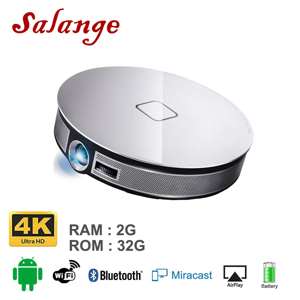 Salange D8S мини-проектор светодиодный портативный 2G+ 16G 1280*720 разрешение Встроенный Android 6,0 3D двойной wifi 12000mAh аккумулятор