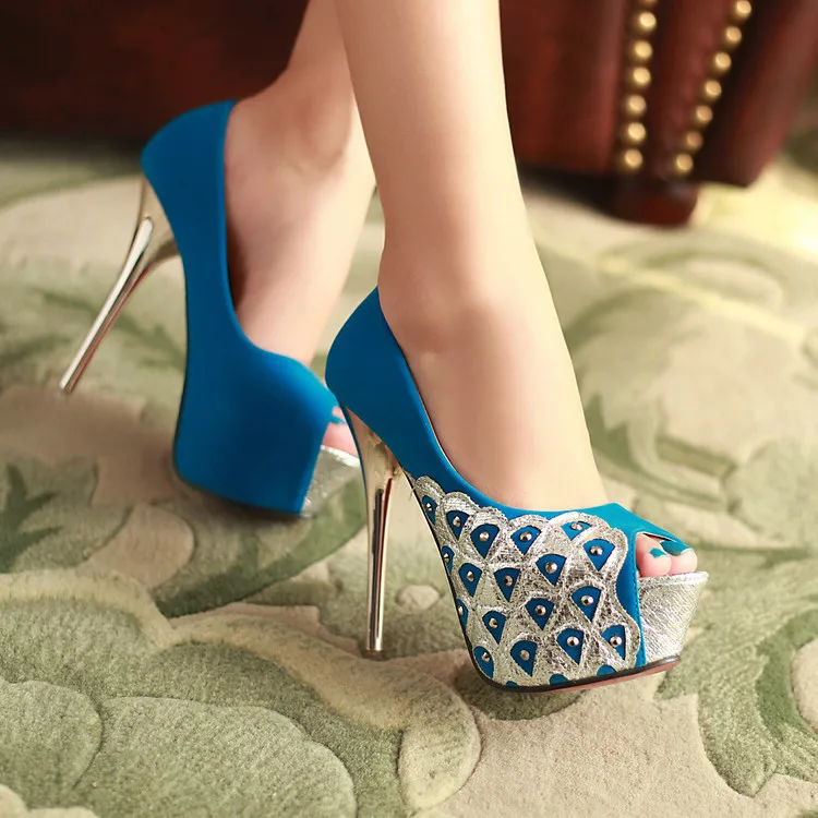 peacock platform heels