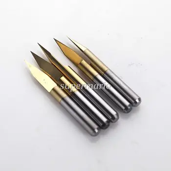 

5pcs 5 x 30 Degree 0.2mm Titanium Coated Carbide PCB Engraving CNC Bit Router Tool Tip