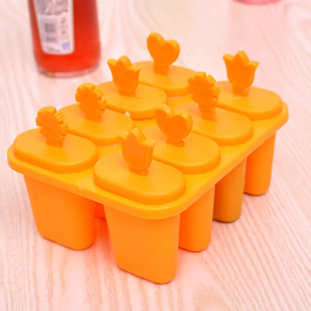 

6/8 grids DIY Ice Cream Mold Popsicle Molds Non Toxic Tray Cooking Tools 4 Color