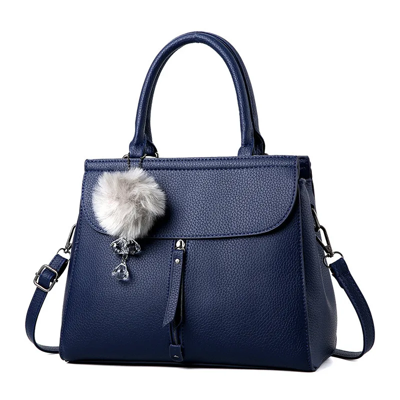 

High Quality Genuine Leather Women Handbag Hairball Vintage Women Crossbody Bag Female Casual Tote Bag Ladies Hand Bag Bolsas
