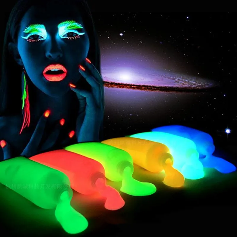 Lueur néon visage corps peinture fluorescente lumineux Fluo irradié Luminescent Festival décoration fête maquillage noël Halloween,in Lueur Partie