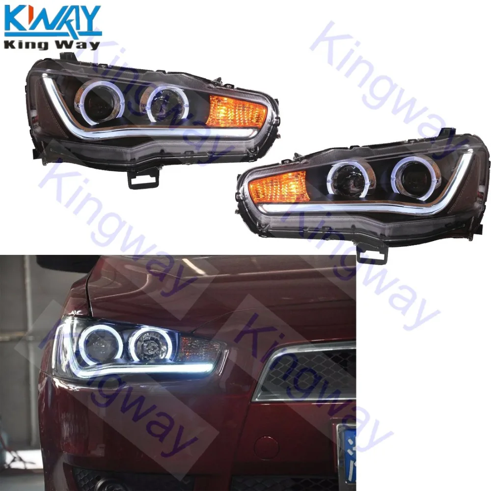 Бесплатная доставка King Way Pair LED Halo проектор фары для 2008 2016 Mitsubishi Lancer|Амортизаторы| |