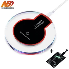 Беспроводное зарядное устройство NO-Border K9, ультратонкое круглое Кристальное зарядное устройство с беспроводным зарядным приемником для iPhone, Xiaomi, huawei, samsung