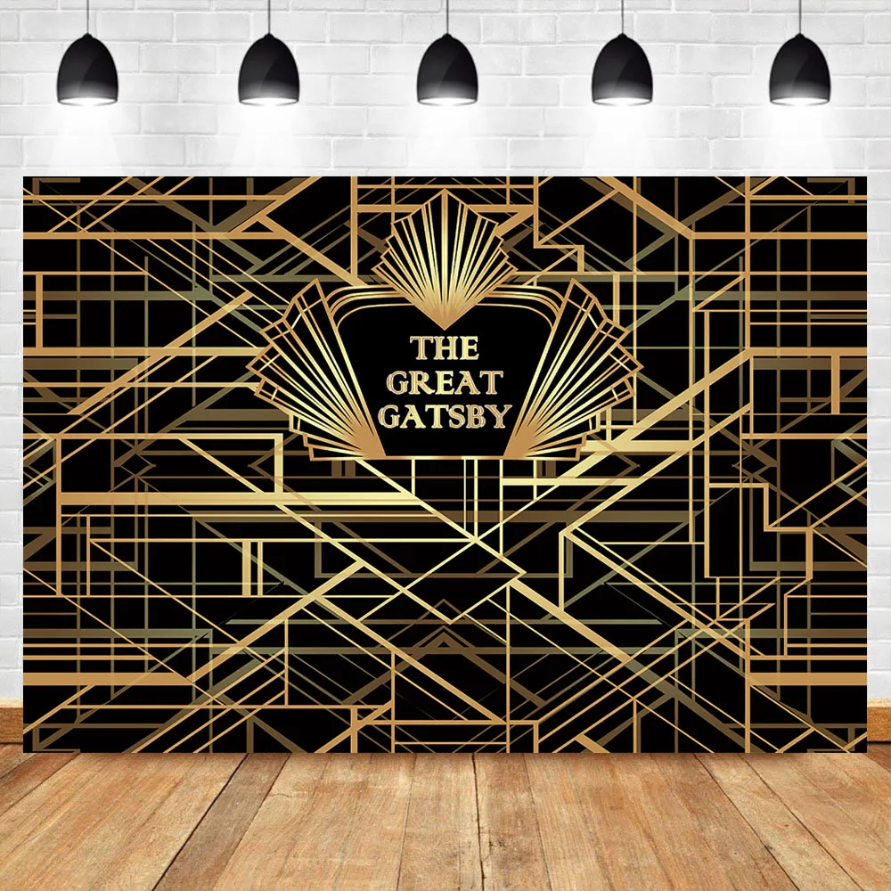 

NeoBack Gatsby Birthday Party Photography Backdrop Custom Black Gold Photography Backdrops Studio Shoots