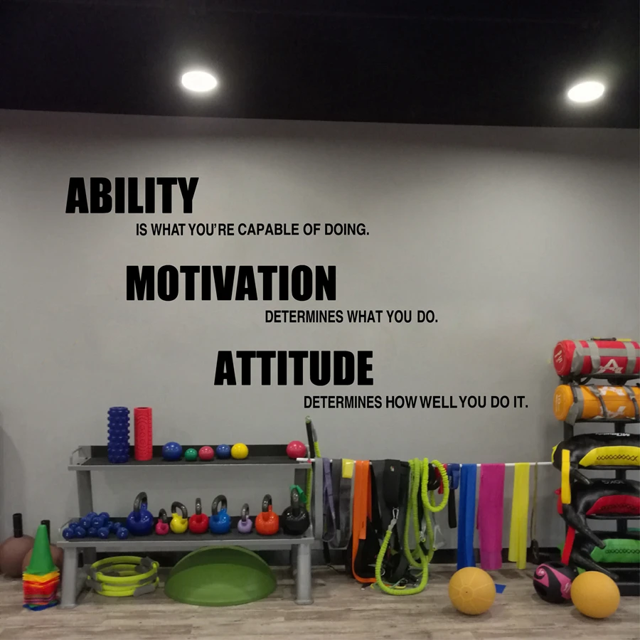 Gym wall decals vinyl poster Motivational font b Fitness b font Quotes Wall Stickers Ability Motivation