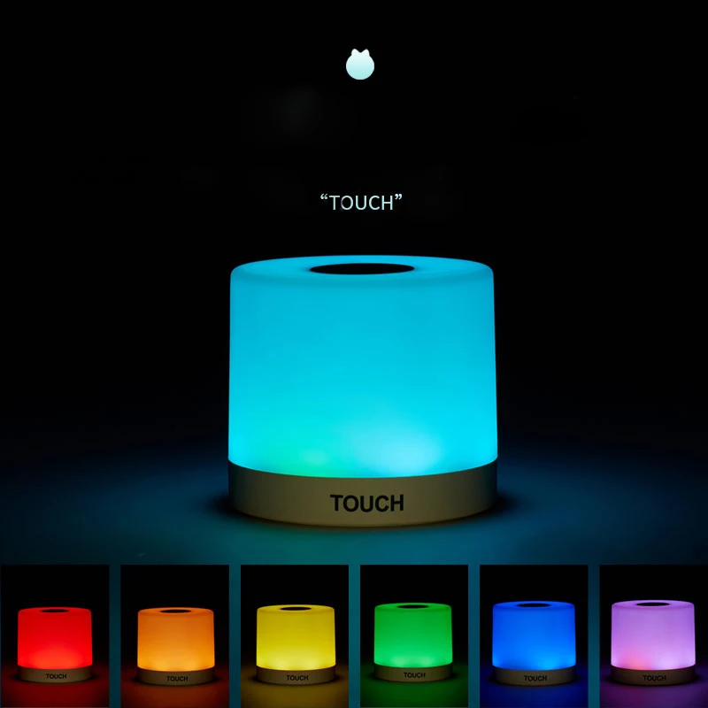 

LED Colorful Touch Control Kids Night Light Dimmer Lamp Bedside Lamp Dimmable 7 Colors Change USB Rechargeable Gift for Children
