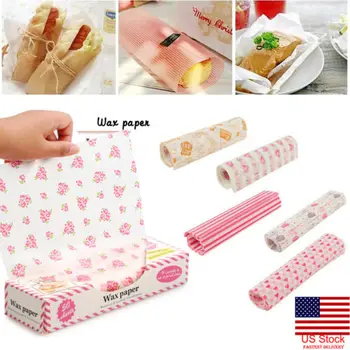 

50 x Hamburger Bread Wax Paper Food Disposable Sandwich Wrapper Baking Wax Paper